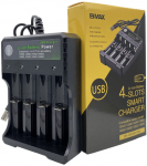 USB Baterijų Įkroviklis BMAX 3.7V, 4 Lizdų 18650