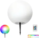 0,2W LED įsmeigiamas &scaron;viestuvas su saulės baterija GARDEN BALL, baltas, RGB, IP65