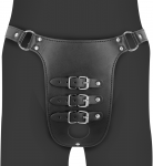 Ouch By Shots PU Leather Chastity Belt with Straps - Juodas