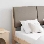 Apmu&scaron;ta lovos galvūgalis Taupe 120 cm Kietos pu&scaron;ies mediena