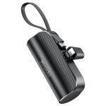 YESIDO POWERBANK YP68 5000 mAh 12W + USB-C laidas, &bdquo;Lightning&ldquo; jungtis, juoda