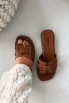Moteri&scaron;kos &scaron;lepetės žemu kulnu camel spalvos Lorania