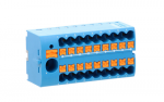 Phoenix Contact 1019558 Paskirstymo blokas PTVFIX 6/18X2.5-NS35A BU, mėlyna pramoninė jungtis - 18 prijungimo ta&scaron;kų, kurių skerspjūvis 2,5 mm2