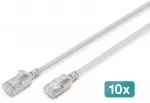 Digitus CAT 6A F-FTP plonas tinklo kabelis, 1 m, pilkas, 10 vnt., 1 m, Cat6a, F/FTP (FFTP), RJ-45, RJ-45, Pilkas