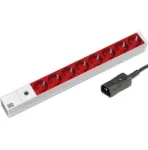 Maitinimo juosta Bachmann 19'' RACK 8 lizdai 8 m IEC C14 sidabrinė-raudona