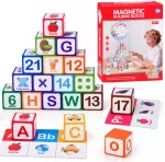 Jokomisiada EDUCATIONAL magnetic blocks - learning to count, letters, clock 35pcs ZA6603