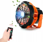 Ne&scaron;iojamas oranžinis akumuliatorinis ventiliatorius X10 fun su žibintuvėliu