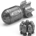 Fonvgogo metalinis dnd kauliukų rinkinys &bdquo;rocket&ldquo; su 7 dalimis ir besisukančiu konteineriu raketos formos, &scaron;aunus dnd kauliukų rinkinys &bdquo;bullet&ldquo;, skirtas &bdquo;dungeons and Dragons&ldquo; d&d dovanai (rocket Old Sidabrinis)