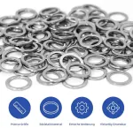 Montavimo žiedai durims, 100 vnt., nerūdijančio plieno, 10x15x1.5 mm