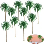 10 vienetų modelio kokoso palmės medžio kra&scaron;tovaizdžio modelis, plastikinis kokoso palmės medis dirbtiniai plastikiniai modeliai medžiai miniatiūrinės kokoso palmės, skirtos modelių geležinkelio architektūros dioramai "pasidaryk pats" kra&scaron;tovaizdžiui