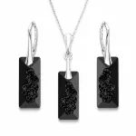 Diamond Sky Jewelry Sidabrinis papuo&scaron;alų rinkinys moterims DiamondSky &bdquo;Growing Crystal II (Jet)&ldquo; su Swarovski kristalais