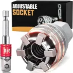 Kewayo reguliuojamas universalus galinis raktas 10-19 mm - Super galinis raktas su 65 mm adapteriu metrinėms 3/8-3/4 colių terk&scaron;linėms veržlėms