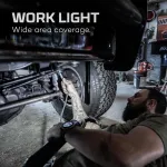 Nebo Franklin Neb-wlt-0022-g dvigubas žibintuvėlis su 500 liumenų | Juodas Led įkraunamas dvigubas darbo ir prožektorius, 7 &scaron;viesos režimai su magnetiniu pagrindu, baltas