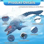 Ieeilulu nuotoliniu būdu valdomas laivas, 2.4ghz rc mosasaurus vandens žaislas su usb, simuliacinis elektrinis dinozauro laivas su &scaron;vytinčiomis akimis, dovana 8+ metų berniukams mergaitėms baseinui (mėlynas)