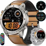 Esfoe gps karinis i&scaron;manusis laikrodis vyrams 48 mm / 5atm ir ip69k atsparus vandeniui / 45+ dienų baterija, 1.43 colio amoled i&scaron;manusis laikrodis vyrams su telefono funkcija, kompasas, barometras, &scaron;irdies ritmas, 170+ sporto režimų, fitnesas