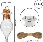 Belle Vous 30 stiklinių butelių su kam&scaron;teliais rinkinys - 1,5 ml mini buteliukai su kam&scaron;tiniais dangteliais ir virve kabinimui - mini stikliniai buteliukai vestuvėms, vakarėliams, norų buteliukai ir "pasidaryk pats" amatams