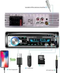 Automagnetola Lifelf automobilinis radijas su bluetooth laisvų rankų įranga, 65 W x 4 bluetooth automobilinis radijas 1 din su vairo nuotolinio valdymo pulteliu, fm/am/mp3 grotuvas, 2 x usb, tf, aux audio, antenos adapteris
