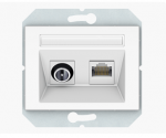 TV antenos ir kompiuterio lizdas (RJ45) VILMA XP 500 be rėmelio, baltas