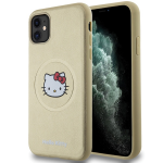 Apple iPhone 11 Hello Kitty dėklas odinis Kitty Head MagSafe (HKHMN61PGHCKD) aukso spalvos