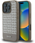 Dėklas DKNY PU odos kartotinio ra&scaron;to apatinė juostelė MagSafe Apple iPhone 16 Pro Brown