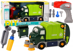Lean Toys Žalias vaiki&scaron;kas surenkamas &scaron;iuk&scaron;liavežis su įrankiais