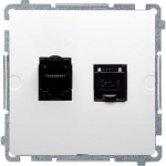 Kontakt-Simon Simon Basic kompiuterio lizdas dvivietis RJ45 6 kat. su baltąja diafragma (BM62E.01 / 11)