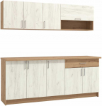 Homestyle4U Virtuvės spintelių komplektas, 200x85.5x60 cm, balta ir ruda