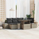 Sodo Sofų Rinkinys su saugykla 7 pcs Pilka Poli ratanas