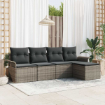 Lauko baldų komplektas Lauko sofa su pagalve 5 pcs Pilka poliratanas