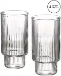 Lumarko ELLA STRIPES 4 stiklinių rinkinys, 400 ml, borosilikatinis stiklas, 7 x 5,6 x 14 cm