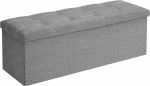 Songmics Laikymo suoliukas-pufas, 110x38x38 cm, pilka