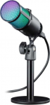 Defender GLOW GMC 400 laidinis mikrofonas su stovu STREAM srautinis RGB USB