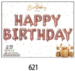 Balionai užra&scaron;as &bdquo;happy birthday&ldquo; girlandė, rožiniai, dekoracija
