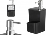Juodas kempinės laikiklis su muilo dozatoriumi 650 ml, 20&times;9&times;9.5 cm, 12361, Kinvara