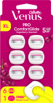 Gillette Venus Pro Comfortglide Sugarberry 6 Keičiamos Skustuvo Galvutės, Peiliukų Laikiklis
