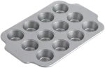KitchenAid - Metalinės kepimo formos, mini apvalios kepimo formos, 12 vnt. - sidabrinės