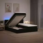Otmana lova su matracsu ir LED Juoda 200 x 200 cm Aksomas