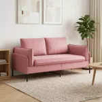 Dvita&scaron;kė sofa 2 vietos Rožinė 188 x 81 x 89 cm Aksomas