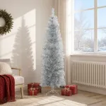 Dirbtinis lieknas Kalėdų medis 180 cm PVC ir Plienas Sidabrinė