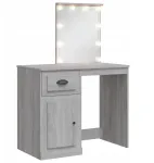 Kosmetinis staliukas su Led veidrodžiu, pilkas ąžuolas sonoma, 90x42x132,5 cm