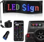 Diyoyotm led ekranas, 37.2 x 9.2 cm programuojamas led ekranas, led scenarijus, ap&scaron;viestas ženklas automobiliui, sunkvežimiui, tekstas, graffiti, i&scaron;mani programėlė, bluetooth usb 5 v