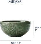 Mikasa Jardin 4 dalių dubenėlių rinkinys užkandžiams, 4 dubenėliai svečiams ir vakarėliams, žali keramikiniai dubenėliai, 10 cm - dovanų dėžutė