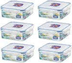 6 x Lock & Lock 870ml kvadratinis maisto konteineris Hpl823