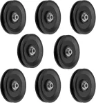 8 vienetų 115 mm skriemulių rinkinys, universalus guolinis skriemulys, fitneso priedai, nailoninis skriemulys, blokinis skriemulys, trosinis skriemulys sporto salei, kabelių treniruokliui, garažo vartams