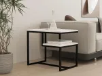 TV staliukas Hanah Home modernus baltas kavos staliukas, 60 x 52 x 40 cm, 100% melaminu dengta medžio drožlių plok&scaron;tė, 18 mm storio, stilingas ir funkcionalus dizainas bet kuriai gyvenamajai erdvei