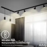 Briloner - Pilnas bėgių sistemos komplektas, 6x Gu10 prožektoriai, pasukami, maitinimas, &scaron;viestuvų bėgių sistema, lubinis &scaron;viestuvas, prožektorius, 2,25 m, juodas