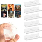 Wanlian vinilinė sieninė lentyna plok&scaron;telėms ir nuotraukoms, 10 x 3.5 x 2 cm vinilinių plok&scaron;telių sieninis laikiklis su 12 sieninių varžtų - skaidrus