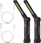M Mu Led žibintuvėlių rinkinys 2 vnt. su Usb-c, 360&deg; besisukanti darbo lemputė su magnetu ir kabliuku - dirbtuvių lempa automobiliui, stovyklavimui, avariniams atvejams - dovana vyrams (cob lemputė, 5 režimai)