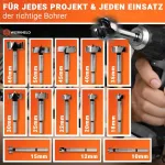 Werkheld&reg; Forstner grąžtų rinkinys [tikslus ir ypač grūdintas] - 13 skirtingų grąžtų skylėms gręžti nuo 10 iki 60 mm visų tipų medienai [su dėžute laikymui]