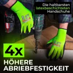 Mk-glove atspindinčios darbo pir&scaron;tinės su grubia latekso danga (6 poros) - apsauginės pir&scaron;tinės statybų aik&scaron;telei ir dirbtuvėms - patvarios sodo pir&scaron;tinės - 9 - l - neoninės